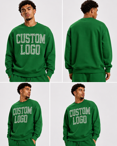 Sudadera de Cuello Redondo Verde para Hombre, Diseño con Letras de Pedrería, Corte Regular Informal, Tejido de Punto Otoñal, 100% Algodón, Sin Níquel - Product Image 5