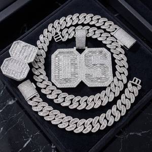 Collar de Cadena Cubana Miami para Hombre, de Plata 925 Maciza y Oro Rosa, con Moissanita de Corte Baguette, Pasa Prueba de Diamante - Product Image 5
