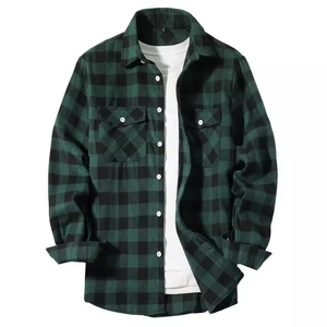 Chemises en flanelle à carreaux décontractées pour homme, printemps-automne, manches longues, douces, confortables, coupe ajustée, styles tendance pour homme - Product Image 1