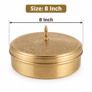 Brass High Quality Masala Dabba Spice Box with Hammered Design Lid Eco-Friendly Dishwasher Safe <b>Oven</b> Safe Seven Compartments - Product Image 5