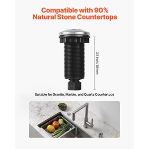 Kit Interruttore ad Aria da 3,5 Pollici in Acciaio Inossidabile Spazzolato Argento per Smaltimento Rifiuti Alimentari ON/OFF, per Installazione su Lavello - Product Image 2
