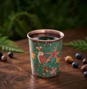 Vaso de Cobre Puro Impreso de Primera Calidad, Lujoso y Clásico con Diseño Floral de Búho, Vaso Metálico Resistente de Forma Cónica, Elegante y Tradicional - Product Image 6