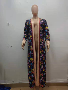 Manteau long à imprimé camouflage pour femmes, avec garniture en dentelle, manches longues, vêtements d'extérieur décontractés - Product Image 2
