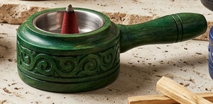 Cuenco de Incienso de Madera Marrón Hecho a Mano, Porta Incienso Tallado con Diseño Floral y Inserto Metálico, Difusor de Aromaterapia para Decoración del Hogar, Bakhoor - Product Image 2