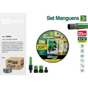 Tuyaux et Enrouleurs de Jardin 20m 3/4 MANGUERA CON ACC Tuyau d'Arrosage - Product Image 3