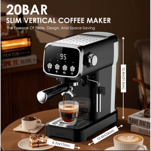 เครื่องชงกาแฟเอสเพรสโซแบบอเมริกัน 1350 วัตต์ ถังน้ำ 1.3 ลิตร พร้อมหัวชงแบบ Grounding Hammer ขนาด 51 มม. แรงดัน 20 บาร์  พร้อมเทอร์โมมิเตอร์วัดอุณหภูมิในถ้วยในตัว และเครื่องทำฟองนม - Product Image 1