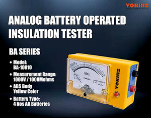 Testeur d'isolation analogique YOKINS 1000V 1000M, fonctionnant sur piles |   Fabriqué en Inde |   Haute précision 5% |   Protection IP55 |   1 an - Product Image 5