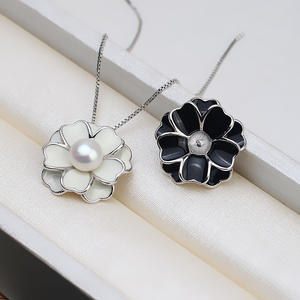 ชุดเครื่องประดับแฟชั่นผู้หญิงสุดฮิต เงินแท้ S925 ต่างหูแบบหยดน้ำ ประดับมุก 9-11 มม. จี้รูปดอกไม้ แหวน 1281 ตัวจับแบบกลวง DIY - Product Image 2