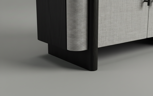 Aparador Moderno de 2 Puertas de Roble Macizo, Resistente al Agua, Ecológico, Diseño Multifuncional, Madera Natural, Tela Gris - Product Image 5