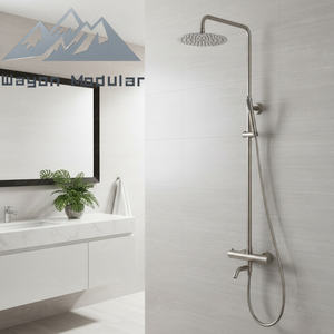 Système <span class=keywords><strong>de</strong></span> <span class=keywords><strong>douche</strong></span> à effet pluie Wayon Luxury en nickel brossé avec douchette et bec <span class=keywords><strong>de</strong></span> baignoire - Product Image 1