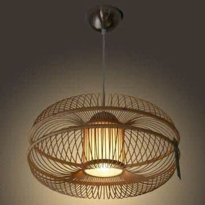 Lampe suspendue en bambou durable avec abat-jour tissé naturel - Product Image 6