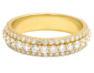 Bague Éternité en Moissanite Diamant Prix de Gros Usine - Bague en Or 14 carats à 3 Rangs avec Diamants Ronds Brillants - Product Image 4