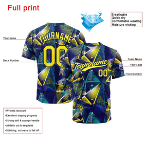 Camiseta de Béisbol Sublimada con Estampado Geométrico Azul y Amarillo, Unisex, para Adultos, Manga Corta, Absorbe la Humedad, para Todas las Temporadas - Product Image 2