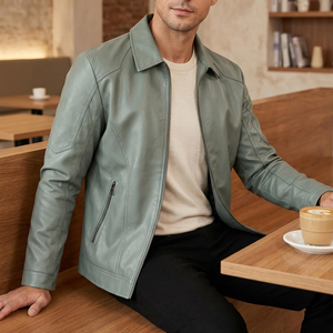 Lightweight <b>Men's</b> Leather Fashion <b>Jacket</b> For Spring Wear <b>Thin</b> Leather Coat Breathable Slim Fit Fashionable <b>Men's</b> Clothing - Product Image 6