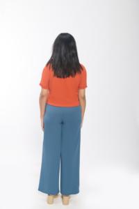 คอมเมอร์เสื้อยืดแขนสั้นผู้หญิงสไตล์วอฟเฟิลสีส้มผสมโพลีเอสเตอร์เนื้อนุ่มระบายอากาศได้ดีสำหรับใส่ทำงาน - Product Image 5