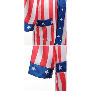 Disfraz de Boxeo con Bandera Americana para Hombre y Mujer, Disfraz de Rocky Balboa, Bata de Boxeador de Satén para Adultos con Pantalones Cortos, Cinturón y Guantes de Boxeo - Product Image 6