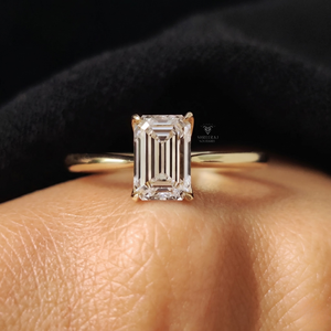Customizable Emerald Cut 1ct-3ct Solid Yellow Gold 14K 18K IGI Certified CVD HPHT Lab Diamond <b>Rings</b> for Women Engagement Wedding - Product Image 1