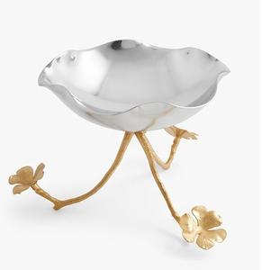 Elegant Handmade Metal Flower Bowl With Gold Leaf <b>Legs</b> Decorative Centerpiece For <b>Table</b> And Counter Display - Product Image 4