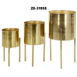 Juego de Maceteros Modernos de Latón para Interiores, Diseño Minimalista, Macetas de Metal Cromado para Decoración del Hogar - Product Image 2