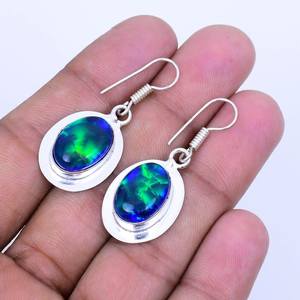 Australian Triplet <b>Opal</b> 925 Silver Dangle <b>Earrings</b> Handmade Boho Jewelry Natural <b>Opal</b> <b>Earrings</b> For Women - Product Image 3