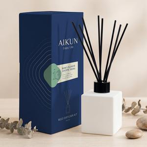 Aikun Low MOQ Luxury Decor Holiday 100ml Square Bottle Sticker Logo Reed <b>Diffuser</b> Gift Set For Cross-border E-commerce Sellers - Product Image 1