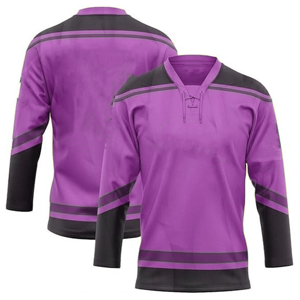 เสื้อฮอกกี้น้ำแข็งคอวีสำหรับผู้ชาย สีแดงดำ ตัดต่อสี แขนสามส่วน ทรงปกติ ระบายเหงื่อได้ดี ผลิตด้วยเทคนิค Sublimation - Product Image 2