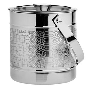 Luxury Crocodile Pattern Stainless Steel Ice Bucket with Lid & Handle | Double Wall Insulated <b>Wine</b> Chiller for Bar Hotel Party - Product Image 1