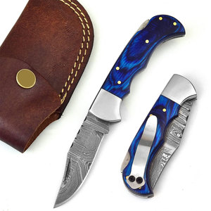 Damascus Steel Folding Pocket Knife Handmade Premium Pattern Design Outdoor <b>Camping</b> Hiking Fishing Travel Utility <b>Tool</b> - Product Image 3