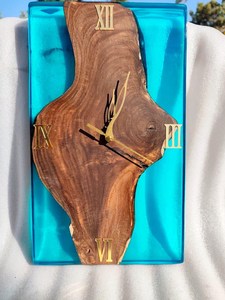Epoxy Wooden Wall <b>Clock</b> Live Edge Wood <b>Clock</b> Handmade Statement Timepiece Rustic Modern Home Decor Housewarming Gift - Product Image 4