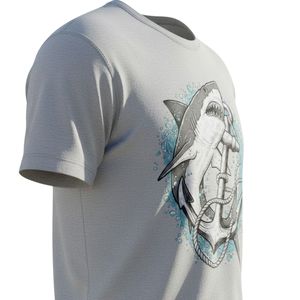 เสื้อยืดตกปลาผู้ชายลายฉลาม ผ้าฝ้ายผสมโพลีเอสเตอร์ แขนสั้น สไตล์ลำลอง พิมพ์ลายกราฟิก รับทำโลโก้ตามสั่ง ดรอปชิปปิ้ง ผู้ผลิต OEM - Product Image 3