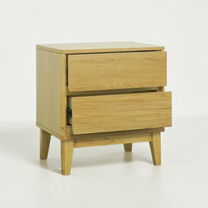 Mesa de Noche de Madera Maciza de Estilo Contemporáneo, Mesita de Noche de Madera con 2 Cajones, Diseño Personalizado, Muebles de Vietnam OEM/ODM - Product Image 1