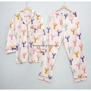 Conjunto de pijama de verano de 3 piezas con estampado de escorpio, de algodón, con lazo, para mujer, transpirable, de punto, camisa y pantalón, venta al por mayor - Product Image 5
