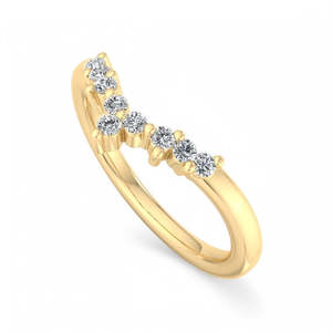 Anillo de Diamantes Cultivados en Laboratorio con Forma de V, Banda Curva con Diamantes Redondos, Oro de 14K/18K, Anillo Apilable para Boda, Anillo Minimalista - Product Image 6