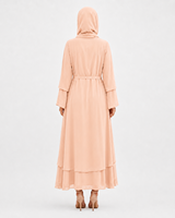 Robe Abaya Longue Décontractée pour Femmes Adultes 2026, Style Ethnique Islamique, Légère, Respirante, Anti-Boulochage, en Polyester, Col en V