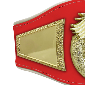 Ceinture de champion rouge avec ailes plaquées or et design globe, ceintures de titre sportif de haute qualité - Product Image 3