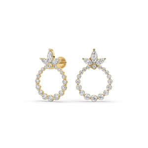 Pendientes de Diamantes Cultivados en Laboratorio de Corte Marquise Redondo de Lujo de 0.88Ct, Oro de 14KT, Diseño Único Multiforma, Joyería Ligera de Boutique - Product Image 2