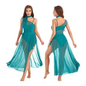 Robes de danse lyrique pour femmes avec foulard pour la danse moderne, la valse, le flamenco, la danse de salon, la performance sur scène et les compétitions - Product Image 2