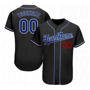Maillot de baseball noir personnalisé pour homme, manches courtes, nom de l'équipe imprimé, uniforme respirant en polyester, adulte, toutes saisons - Product Image 1