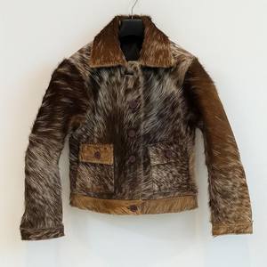 Chaqueta de Cuero Negra Original para Hombre, Chaqueta de Moda de Gamuza con Piel Auténtica, Chaqueta de Pelo de Vaca Genuino de Alta Calidad para Hombre - Product Image 4