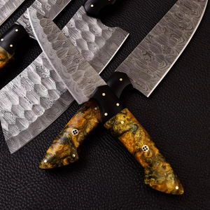 LEGACY BLADES Professional Damascus Chef <b>Knife</b> <b>Set</b> 5-Piece Resin Handle Handmade Razor <b>Sharp</b> Ambidextrous Kitchen <b>Knives</b> - Product Image 2