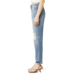 Pantalones de Mezclilla Ajustados de Cintura Alta Estilo Vintage, Casuales, de Algodón y Elastano, Transpirables y Ecológicos para Mujer, Tallas Grandes - Product Image 5