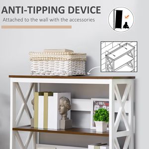 Libreria Moderna a 4 Ripiani in Legno Bianco con Stabilità a X-Bar e Cassetto per Ufficio - Product Image 5