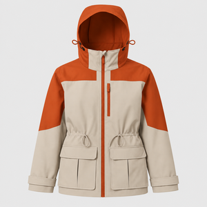 Men Hooded <b>Waterproof</b> Windbreaker Jacket Custom Winter Outdoor <b>Parka</b> Coat Color Block Full Zip Multi Pocket Design Casual Wear - Product Image 5
