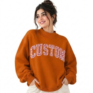 Sudadera Oversize de Invierno para Mujer con Cuello Alto Simulado, Mezcla de Algodón, Hombros Caídos, Manga Larga, Dobladillo Acanalado, Logo Frontal, Cortavientos y Transpirable - Product Image 1