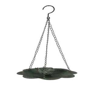 Mangeoire à oiseaux vintage en métal en forme de parapluie, plateau à graines suspendu pour oiseaux sauvages avec toit pare-pluie et chaîne pour jardin, cour, terrasse extérieure, décoration - Product Image 4