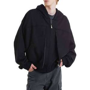 Sweat à capuche zippé pour homme, surdimensionné, de haute qualité, style vintage, effet délavé soleil et usé, délavé à l'acide - Product Image 2