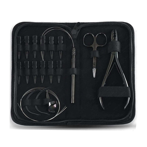 Custom Private Label Premium Hair <b>Extension</b> Kit 16Pcs Black Micro <b>Bead</b> Nano Ring Application Tools Cutting Shears Clamps Masters - Product Image 3