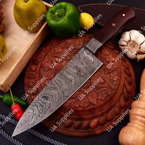 Couteau de Chef de Cuisine Ambidextre en Acier Damas Forgé à Manche Intégral de 8 Pouces avec Embout en Damas et Manche Ergonomique en Bois de Palissandre – Qualité Supérieure - Product Image 2