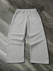 Custom Canvas Casual Drawstring Design Heavyweight 500gsm Fleece Cotton Blank Oversized Straight Leg Sweatpants <b>Trouser</b> for Men - Product Image 3