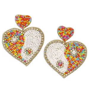 ต่างหูพู่ลูกปัดหลากสีแนวโบฮีเมียนยาวหลากสีสีรุ้ง - Product Image 5